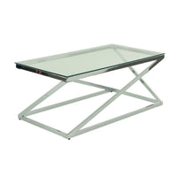 Gen Coffee and End Table Set of 3, Tempered Glass Top, Chrome Metal Base - BM314677