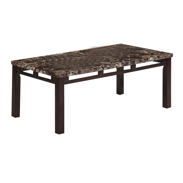 Sem Coffee and End Table Set of 3, Faux Marble Top, Brown Metal Frame - BM314678