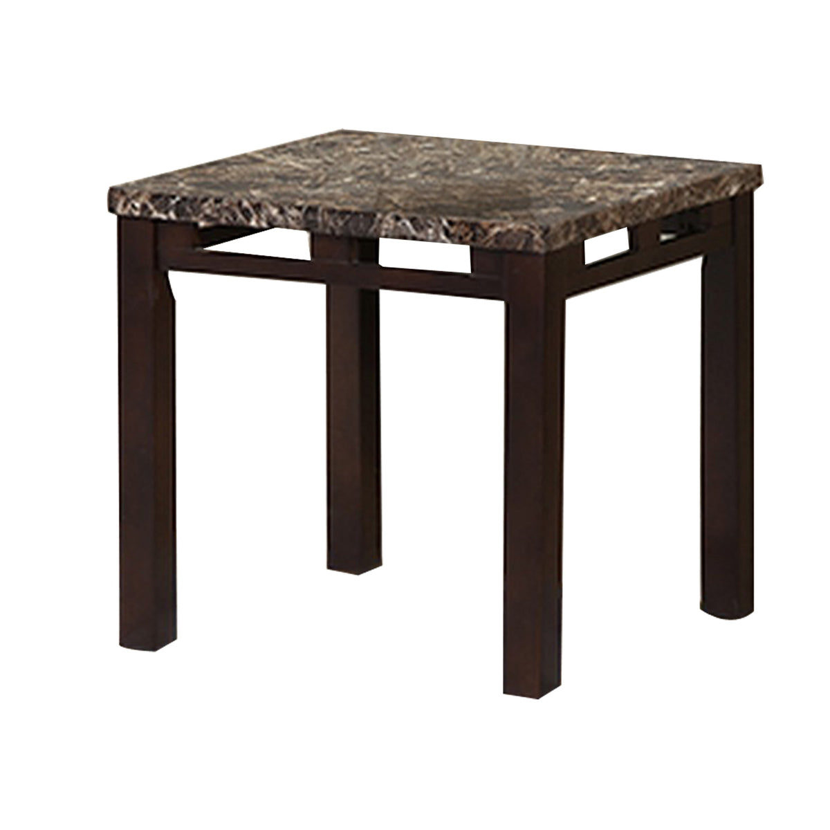 Sem Coffee and End Table Set of 3, Faux Marble Top, Brown Metal Frame - BM314678