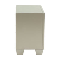 Dem 26 Inch Nightstand with 2 Drawers, Platinum Trim, Silver Wood Finish - BM314680