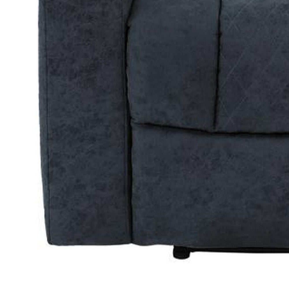 Kem 39 Inch Power Recliner Chair, Adjustable Headrest, Blue Faux Leather - BM314683