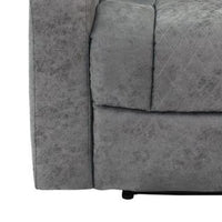 Kem 39 Inch Power Recliner Chair, Adjustable Headrest, Gray Faux Leather - BM314684