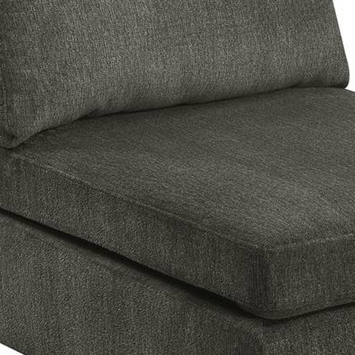 Remy 37 Inch Modular Armless Chair, Soft Gray Chenille, Solid Pine Wood - BM314685