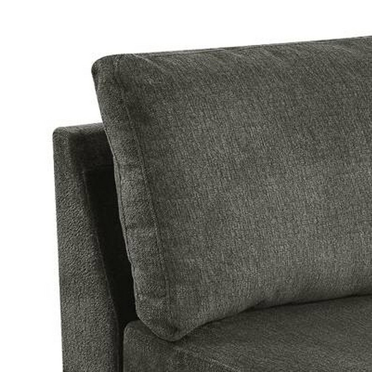 Remy 37 Inch Modular Armless Chair, Soft Gray Chenille, Solid Pine Wood - BM314685