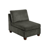 Remy 37 Inch Modular Armless Chair, Soft Gray Chenille, Solid Pine Wood - BM314685