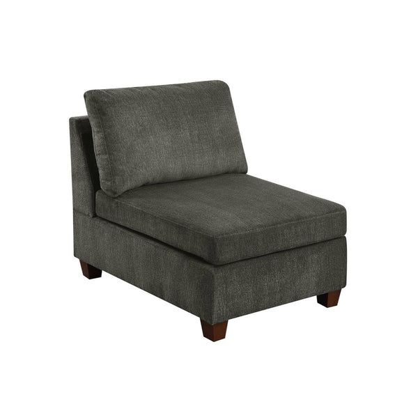 Remy 37 Inch Modular Armless Chair, Soft Gray Chenille, Solid Pine Wood - BM314685