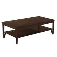 Nem 3pc Coffee and End Table Set with Lower Shelf, Solid Brown Wood Finish - BM314686