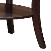 Lyn 31 Inch Side End Table with Oval Glass Top and Lower Shelf, Brown Wood - BM314689