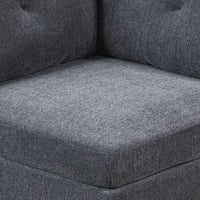 Jemy 37 Inch Modular Corner Sofa Chair, Dark Gray Chenille, Solid Wood - BM314690