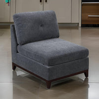 Jemy 37 Inch Modular Armless Chair, Cushioned Dark Gray Chenille Solid Wood - BM314691