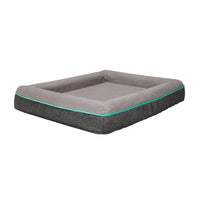 Rio 43 Inch Dog Bed, Teal Piping, Memory Foam, Cushioned, Gray Finish - BM314694