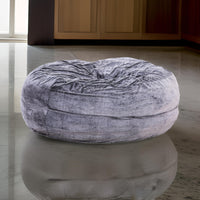 60 Inch Bean Bag, Round Shape, Foam Filling, Polyester Upholstery, Gray - BM314701