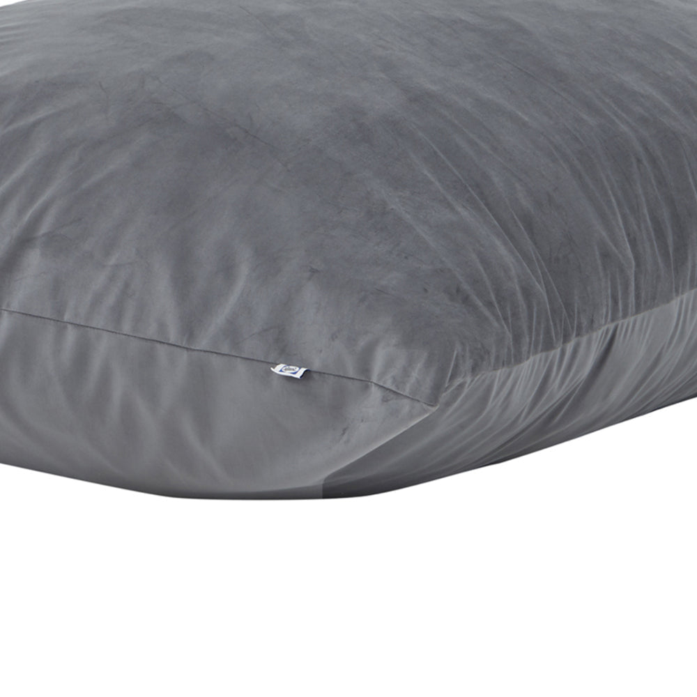 68 Inch Bean Bag, Square Shape, Foam Filling, Polyester Upholstery, Gray - BM314702