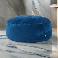 Olio 70 Inch Bean Bag, Round, Foam Filling, Velvet Upholstery, Navy Blue - BM314704