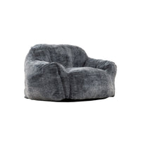 45 Inch Bean Bag Chair, Memory Foam, Faux Rabbit Fur, Grayish Blue - BM314709