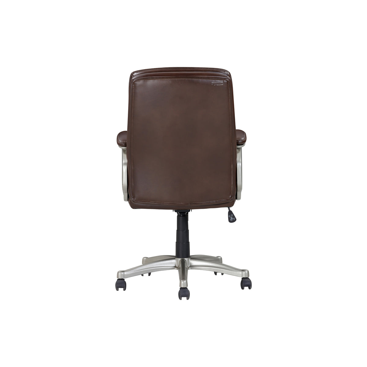 28 Inch Office Gaming Chair, 360 Degree Swivel, Silver, Brown Faux Leather - BM314719