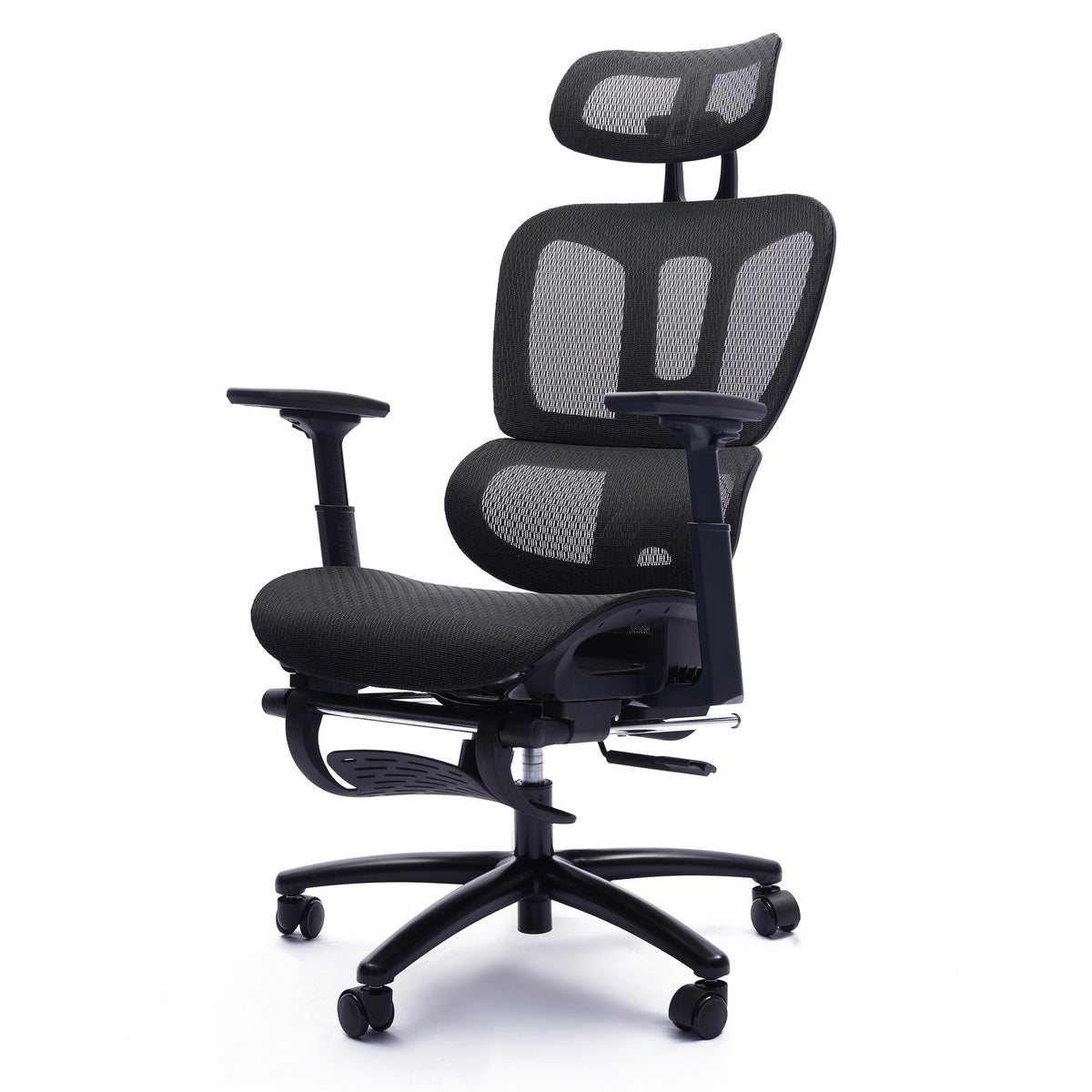 26 Inch Office Chair, Reclining, Footrest, Caster Wheels, Black Mesh - BM314720