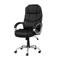 30 Inch Office Chair, 360 Degree Swivel, Cushioned Black Faux Leather - BM314721