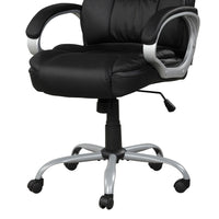 30 Inch Office Chair, 360 Degree Swivel, Cushioned Black Faux Leather - BM314721