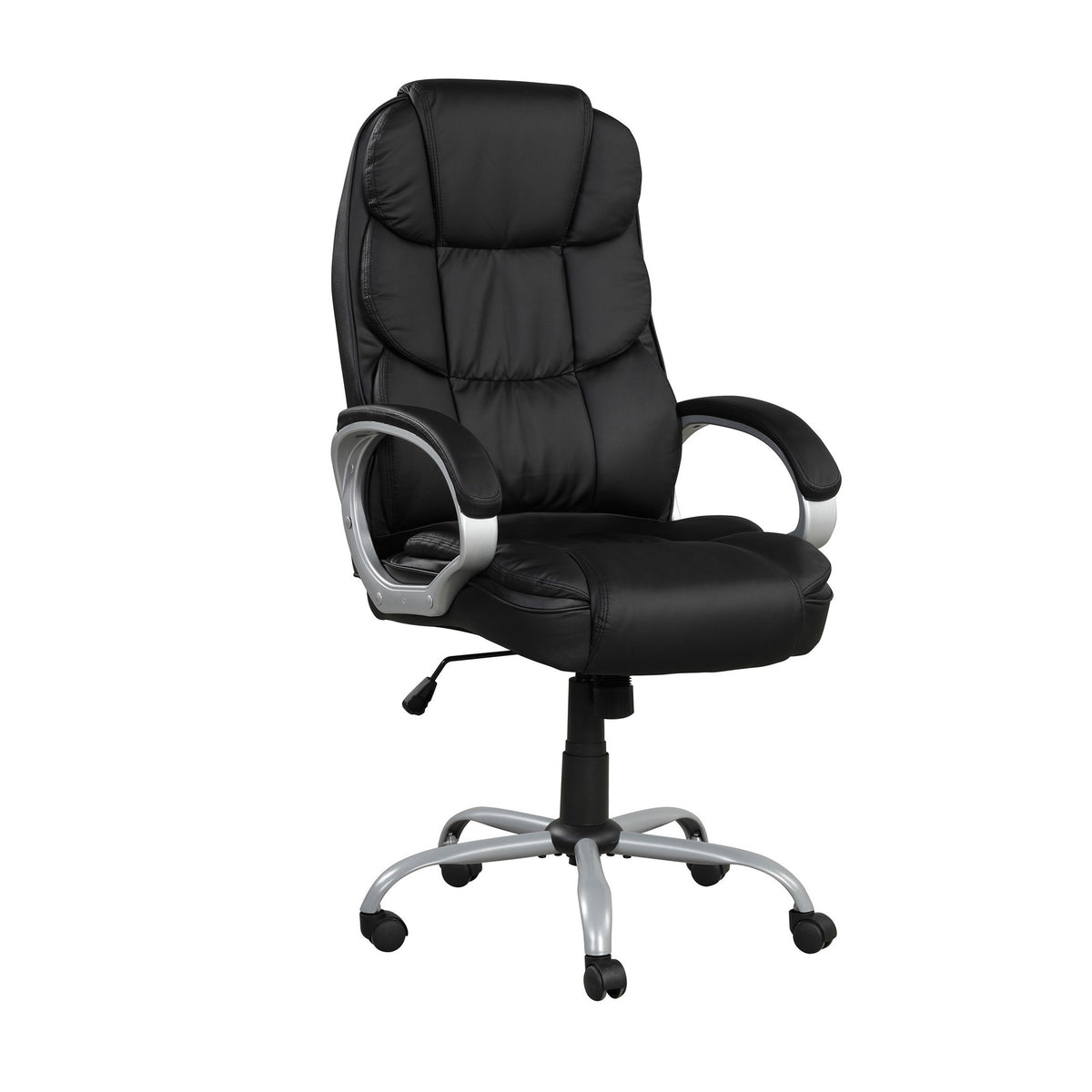 30 Inch Office Chair, 360 Degree Swivel, Cushioned Black Faux Leather - BM314721