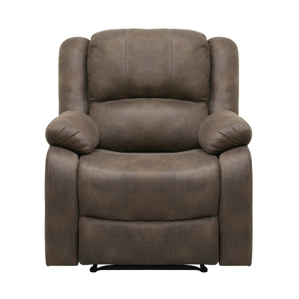 Chris 38 Inch Manual Recliner Chair, Cushions, Solid Wood, Brown Microfiber - BM314755