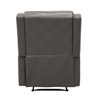 Kim 38 Inch Manual Recliner Chair, Cushioned Gray Faux Leather, Solid Wood - BM314761