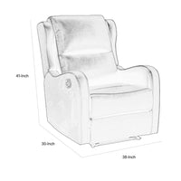 Kim 38 Inch Manual Recliner Chair, Cushioned Gray Faux Leather, Solid Wood - BM314761