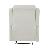 Kim 38 Inch Manual Recliner Chair, Off White Faux Leather, Solid Wood - BM314762