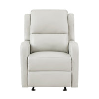 Kim 39 Inch Glider Manual Recliner Chair, Off White Faux Leather - BM314763