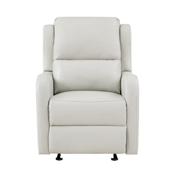 Kim 39 Inch Glider Manual Recliner Chair, Off White Faux Leather - BM314763