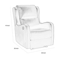 Kim 39 Inch Glider Manual Recliner Chair, Off White Faux Leather - BM314763