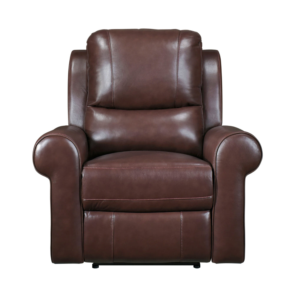 Michael 39 Inch Power Recliner Chair, USB Port, Brown Top Grain Leather - BM314767