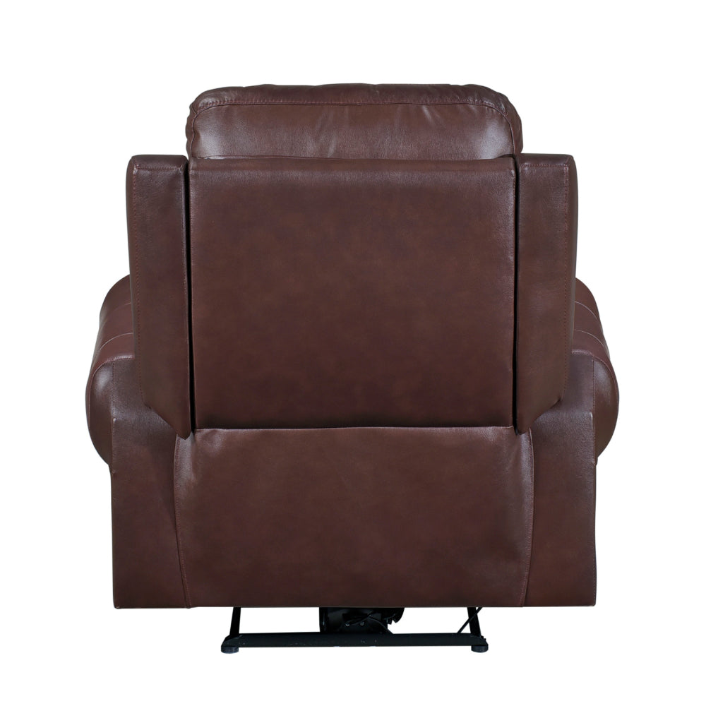 Michael 39 Inch Power Recliner Chair, USB Port, Brown Top Grain Leather - BM314767