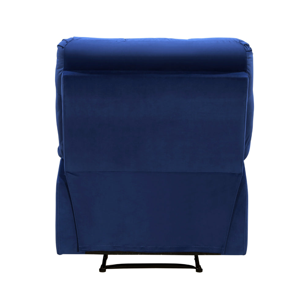 Patty 36 Inch Manual Recliner Chair, Cushioned, Blue Velvet, Solid Wood - BM314797