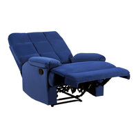 Patty 36 Inch Manual Recliner Chair, Cushioned, Blue Velvet, Solid Wood - BM314797