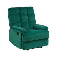 Patty 36 Inch Manual Recliner Chair, Cushioned, Green Velvet, Solid Wood - BM314798