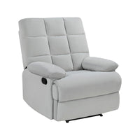 Patty 36 Inch Manual Recliner Chair, Cushioned, Light Gray Velvet, Wood - BM314799