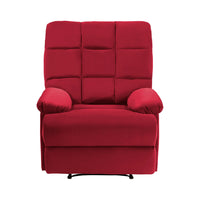 Patty 36 Inch Manual Recliner Chair, Soft Cushion, Red Velvet, Solid Wood - BM314800