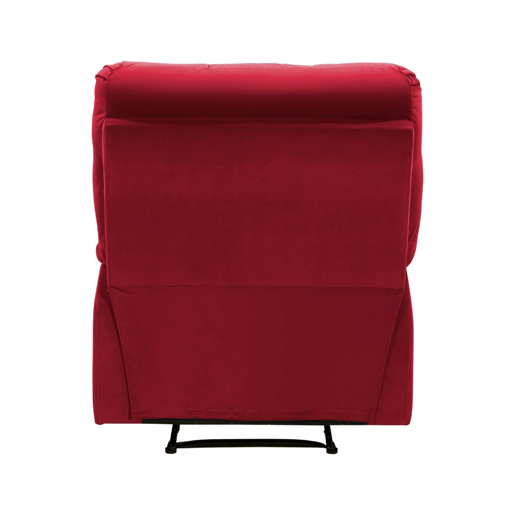 Patty 36 Inch Manual Recliner Chair, Soft Cushion, Red Velvet, Solid Wood - BM314800