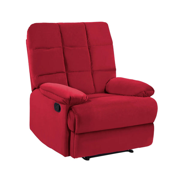 Patty 36 Inch Manual Recliner Chair, Soft Cushion, Red Velvet, Solid Wood - BM314800