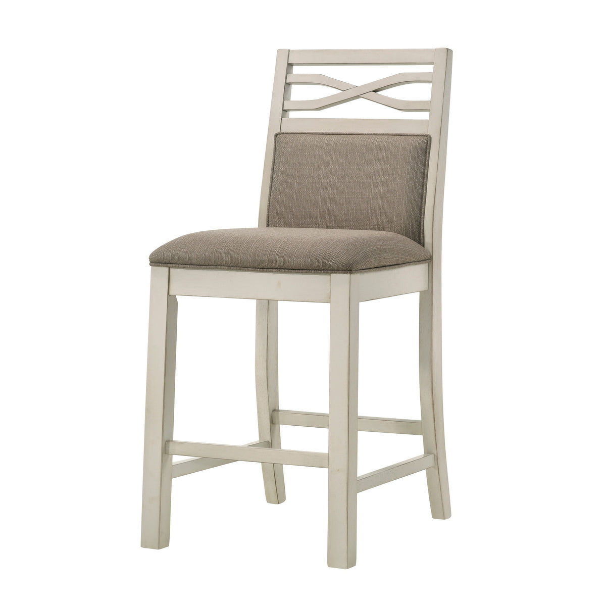 Marie 26 Inch Counter Height Chair, Khaki Fabric Seat, Back, Beige, Set of 2 - BM314802