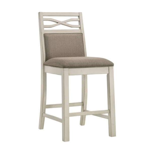 Marie 26 Inch Counter Height Chair, Khaki Fabric Seat, Back, Beige, Set of 2 - BM314802