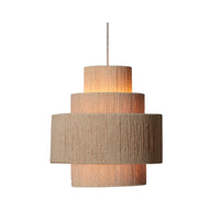 113 Inch Pendant Chandelier, 3 Tier Design, Beige Cotton Rope, Iron Frame - BM314834