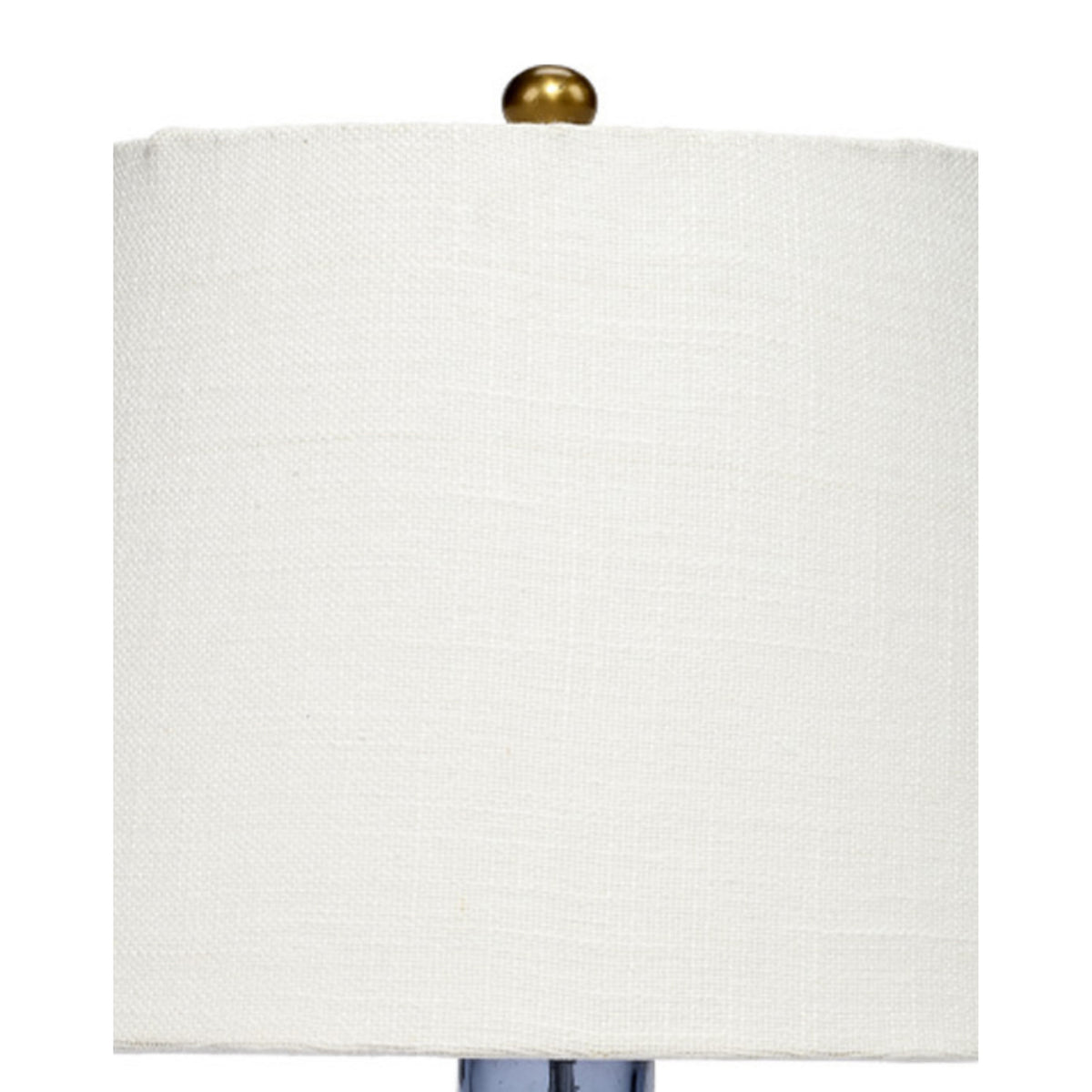 Navi 17 Inch Table Lamp, White Linen Drum Shade, Blue Glass Curved Body - BM314838