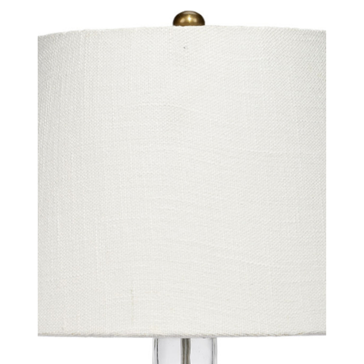 Navi 17 Inch Table Lamp, White Linen Drum Shade, Clear Glass Curved Body - BM314839