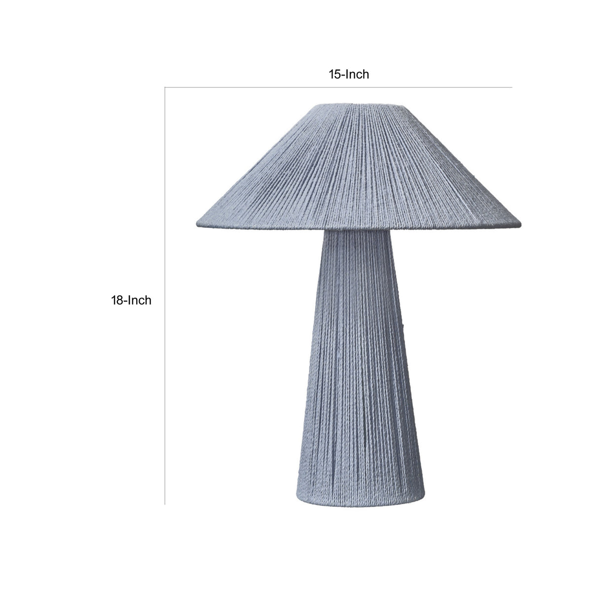 Liya 18 Inch Table Lamp, Cone Shade and Tapered Base, Textured Blue Finish - BM314840