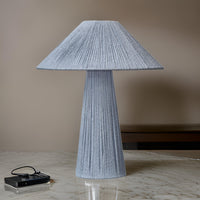 Liya 18 Inch Table Lamp, Cone Shade and Tapered Base, Textured Blue Finish - BM314840