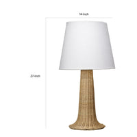 27 Inch Table Lamp, Tree Trunk Base, Tapered Shade, White, Natural Brown  - BM314842