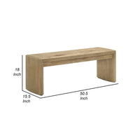 Meni 51 Inch Wide Dining Bench, Panel Legs, Oak Brown Solid Wood - BM314843