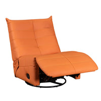 Gea 35 Inch Swivel Recliner Chair, Tufted Orange Faux Leather, Modern  - BM314846